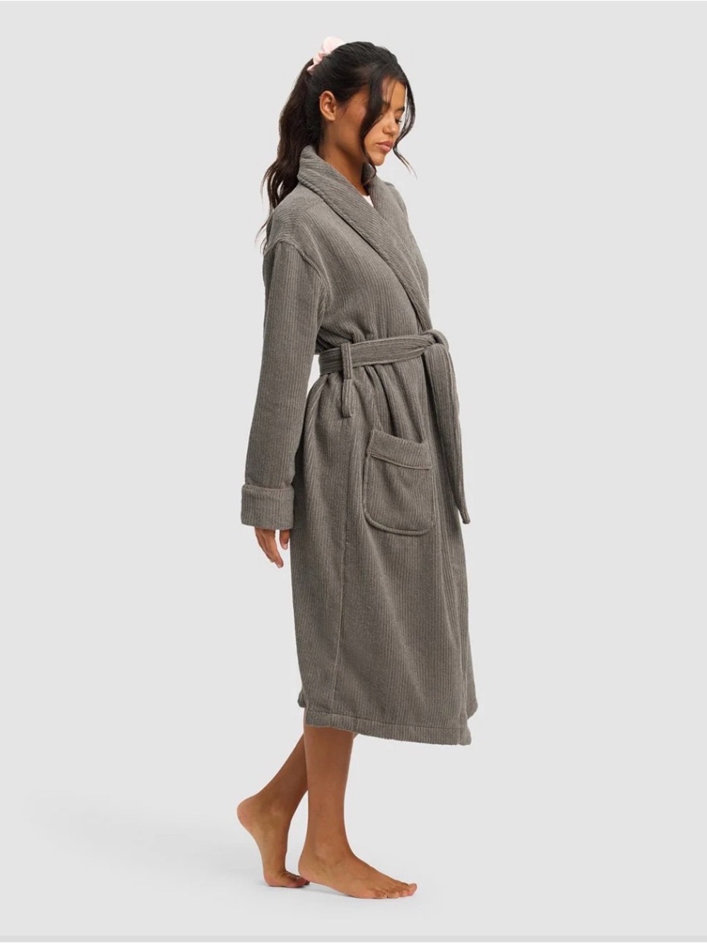 Cozy Earth Ribbed Terry Bath Robe (M) - Picture 2 of 6